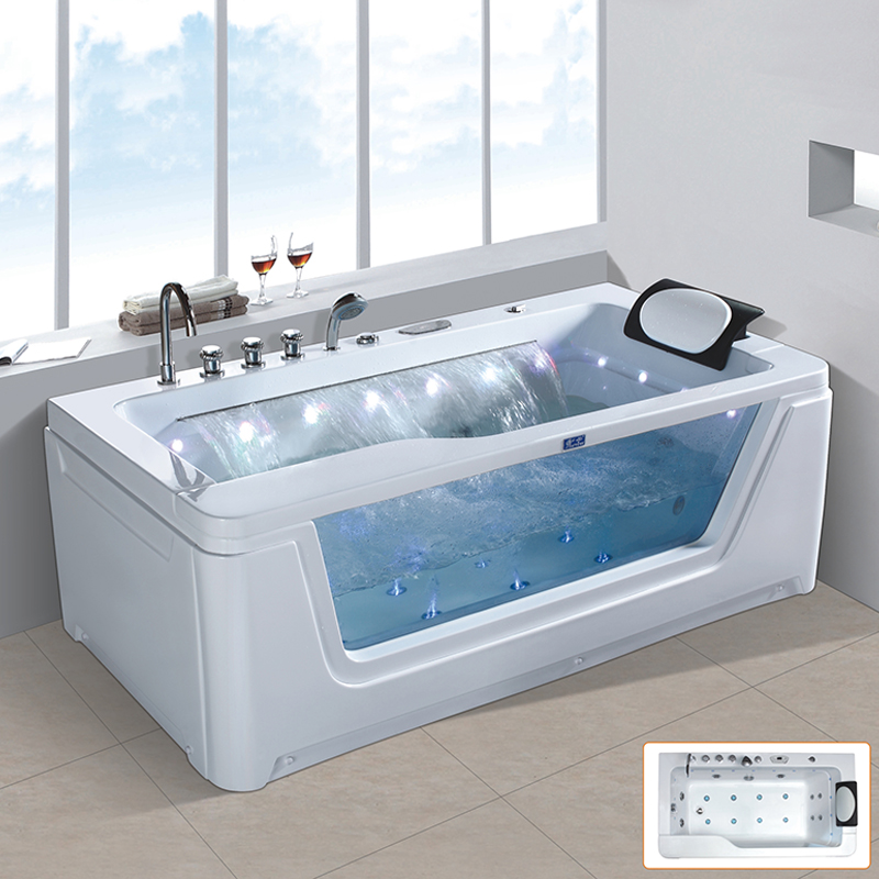 Hydromassage bathtub whirlpool massage with waterfall and glass X-2250