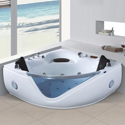Acrylic corner whirlpool hydromassage bathtub for 2 people X-8042
