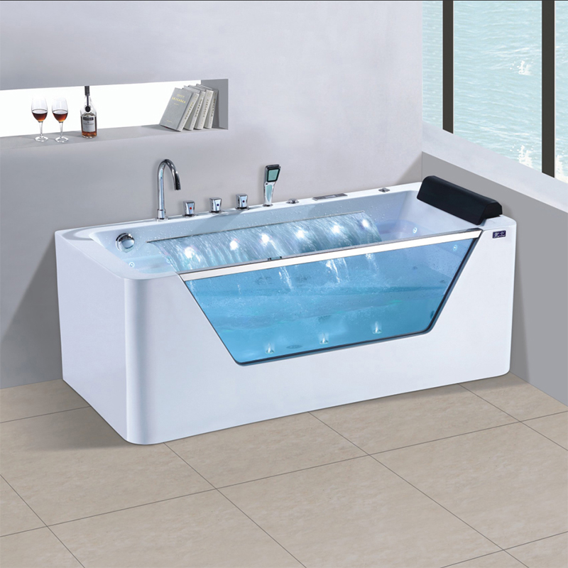 Freestanding massage bathtub with waterfall X-151